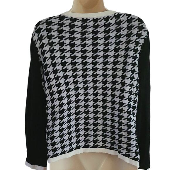 Talbots Women's Petite Large Houndstooth Zip Cardigan Sweater Petites Large - Picture 3 of 6